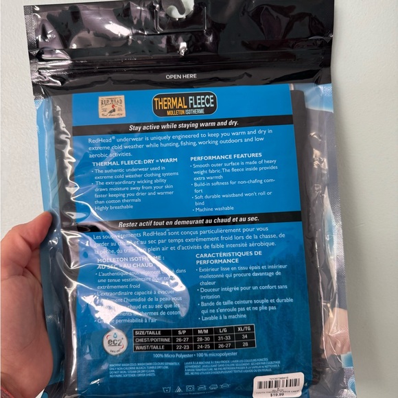 RedHead Black Thermal Fleece Long Sleeve Tee - Picture 2 of 3